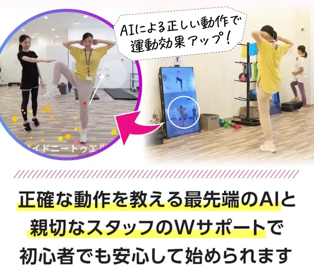 ジムの会員の多数が運動初心者である様子